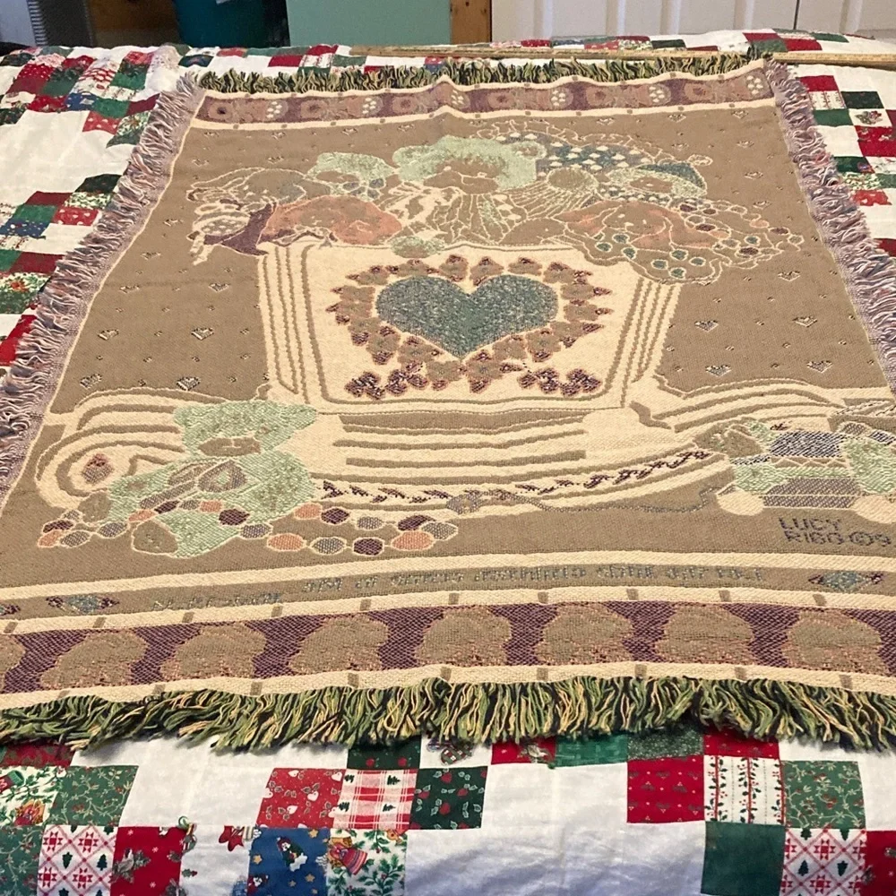 Lucy Rigg baby blanket “Let the little children come to me” woven tapestry 1992